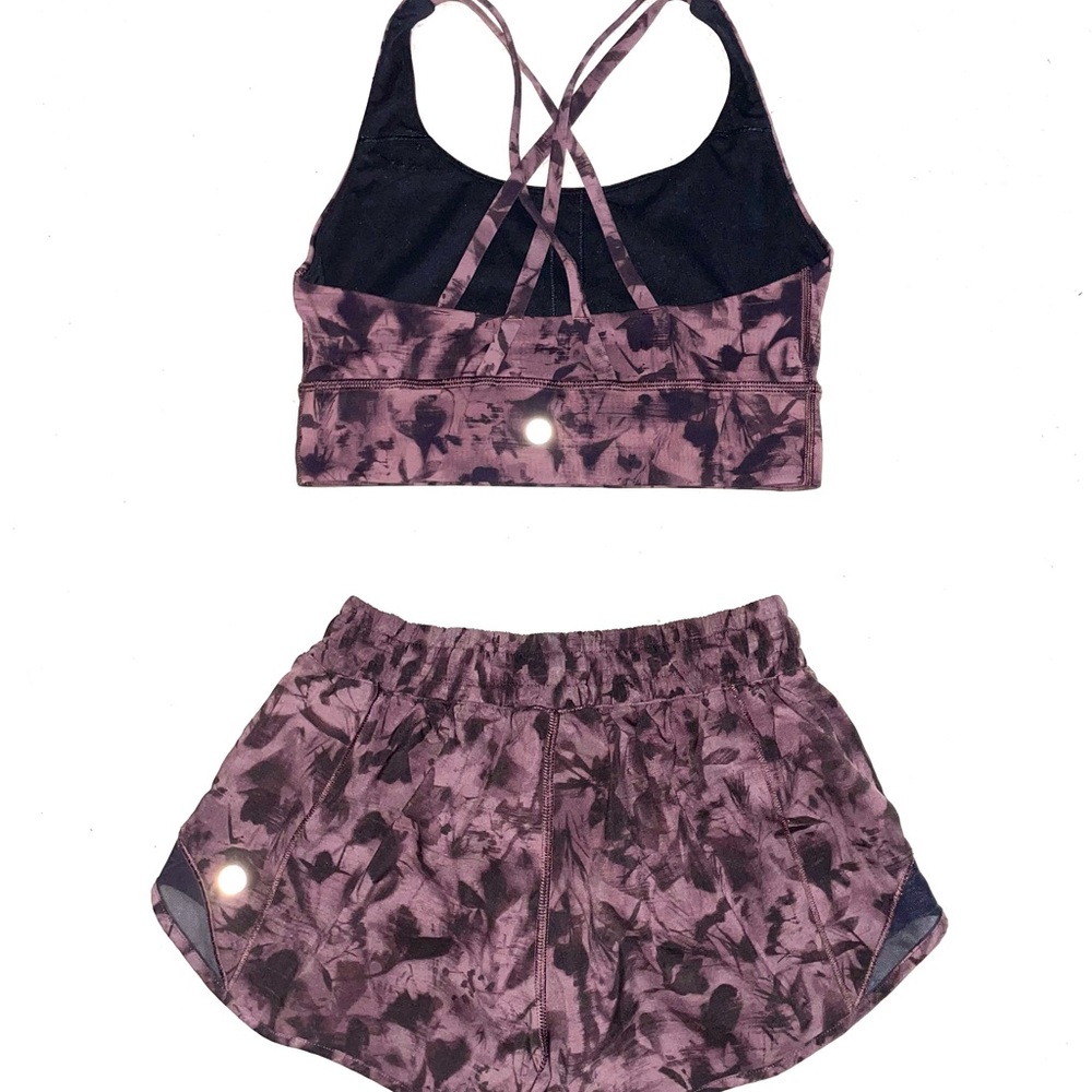 LULULEMON SIZE 6/4 MINI DUSK FLORAL ANTIQUE BARK BLACK SET